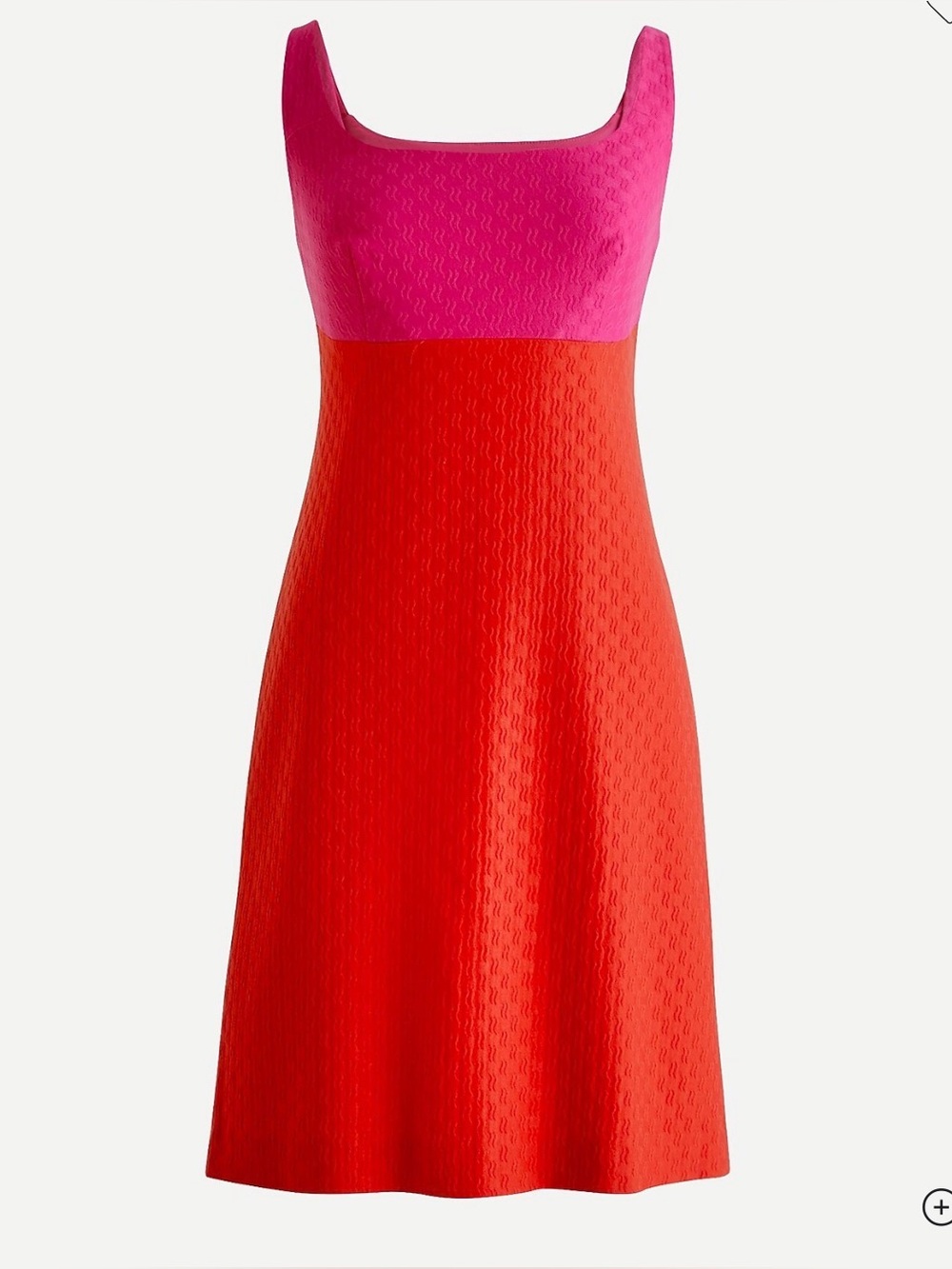 NWT J.Crew Sheath Dress in Colorblock Stretch Matelassé. Bright Fuchsia and Red